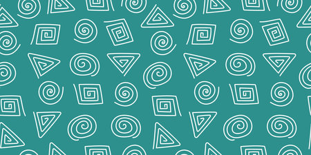 Abstract multicolored background, geometric pattern. Shapes, spiral, circle. Seamless simple background, vector texture.のイラスト素材