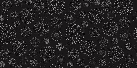 Abstract geometric seamless pattern. Shapes, strokes, spots, circles. Balls of thread. Hobbies, handicrafts. Simple vector texture. Repeating background for wallpaper, packaging, textiles.のイラスト素材