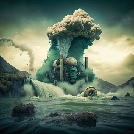 The concept of environmental pollution on the planet, global and social problems. AI generated.の素材