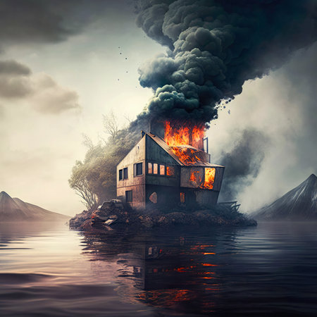 The concept of environmental pollution on the planet, global and social problems. AI generated.の素材