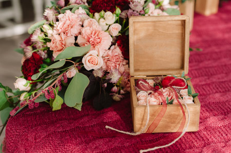 Floristic wedding wooden box decoration