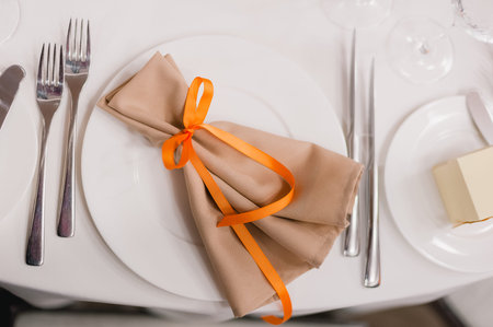 Fancy table set for a wedding dinner