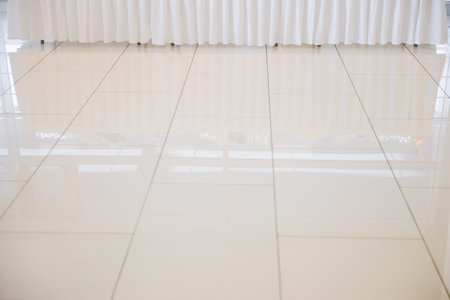 White marble tiles on floorの写真素材