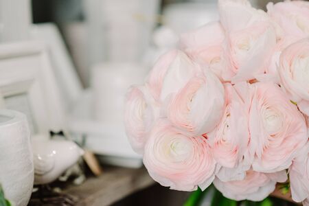 Magnificent bouquet of bright pink ranunculusの写真素材