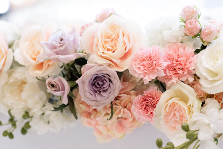Wedding roses of different shades. Flower background. Luxury flowers on a white background.