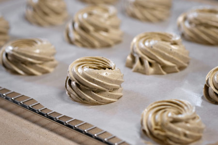 Sweet food. Delicious homemade marshmallows on light background. For recipe sweets cooking. Ð¡oncept of preparation for the celebration.の写真素材