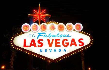 Welcome to Las Vegas, Nevada  USA , at nightのeditorial素材