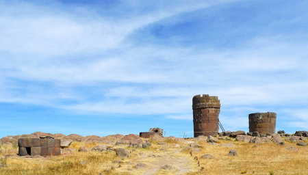 Sillustani Puno Peruの写真素材