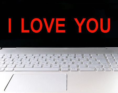 Love message on a computer screenの写真素材