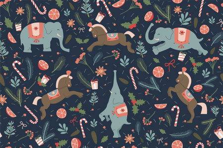 Christmas seamless pattern with cute funny toys.