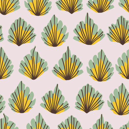 Mid Century Modern seamless abstract leaves pattern. Geometric retro design for fabric, wallpaper,...