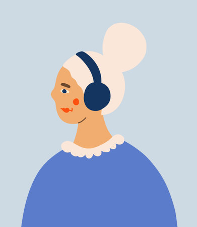 Female face in elegant dress and headphones. Woman empowerment movement pattern. Vector illustration for International womens day.のイラスト素材
