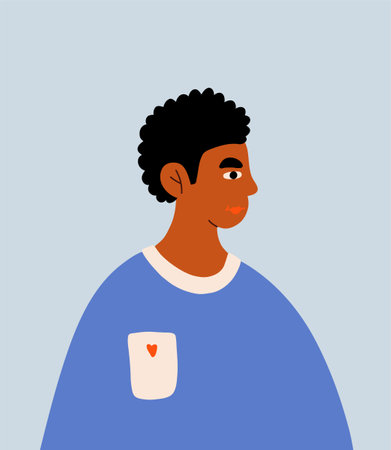 African American teen in t-shirt with heart.のイラスト素材