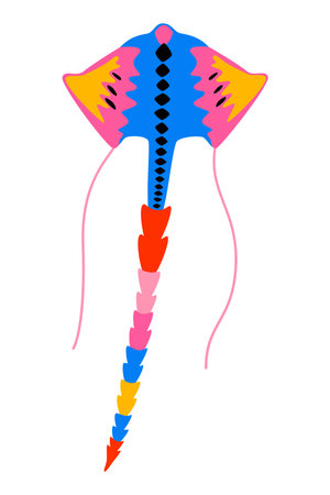 Flying stingray kite. Color craft fly toy. Vector illustration.のイラスト素材