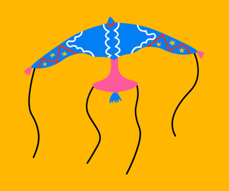 Flying eagle kite. Color craft Japanese toy. Vector illustration.のイラスト素材