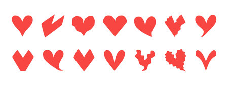Quirkly hearts shapes set. Vector illustration for Valentines Day. Love elements for design, print, stickerのイラスト素材