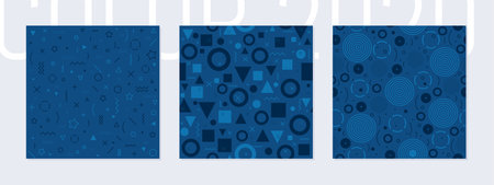 Blue color seamless pattern set.