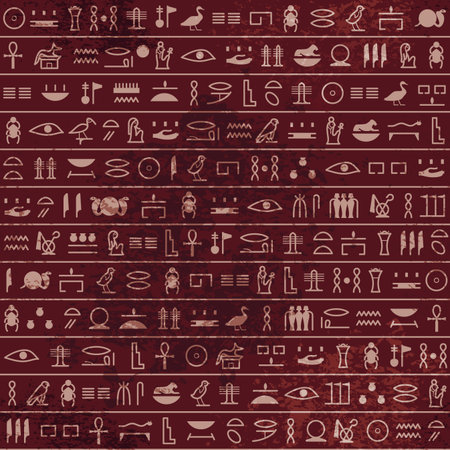 Hieroglyphs pattern Ancient egyptian seamless papyrus. Historical vector from Ancient Egypt. Old...