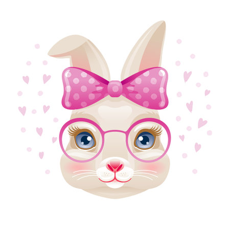 cute,bunny, rabbit, vector, face, cartoon, animal, illustration, print, glasses, easter, design, watercolor, baby, girl, sketch, graphic, art, fashion, head, love, pattern, kids, nursery, funny, drawing, sweet, shirt, t, adorable, bow, ears, hipster, tee, happy, decoration, pretty, pink, retro, character, portrait, bandana, floral, childish, princess, education, smile, hare, shower, kidのイラスト素材