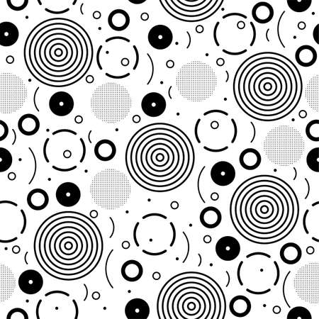 pattern background. Geometric vector abstract seamless design. fashion modern texture. Retro 80s 90s graphic. Simple black white style. Hipster wallpaper with line shape. Geometric pattern backgroundのイラスト素材