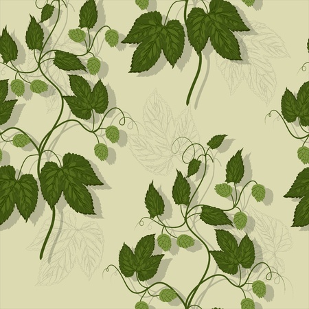 Floral seamless pattern with leaves and fruit of hops のイラスト素材