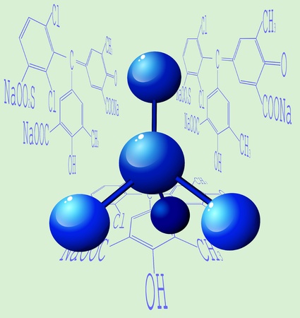 Background with molecule structure and abstract chemical formulaのイラスト素材