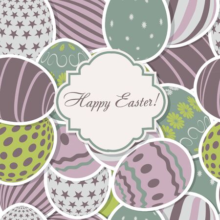 Vintage postcard and Easter Seamless background with paper eggsのイラスト素材