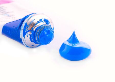 A drop of acrylic paint on a white backgroundの写真素材