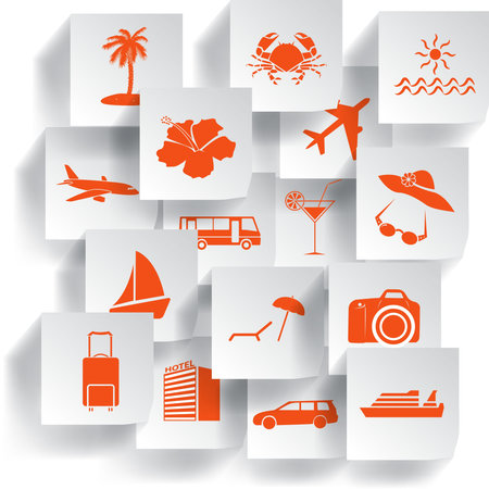 Transportation and travel icons set  Vector illustration のイラスト素材