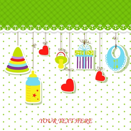 Greeting with a baby elements illustration.のイラスト素材