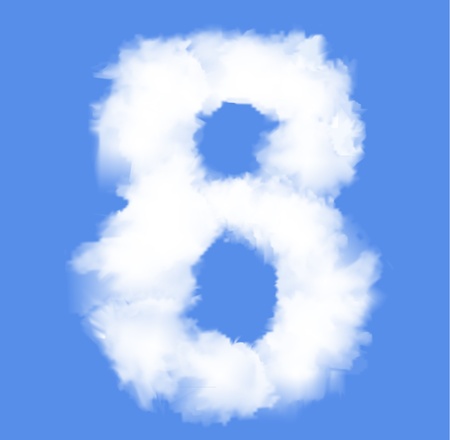 Number  eight with clouds written numeral Illustrationのイラスト素材
