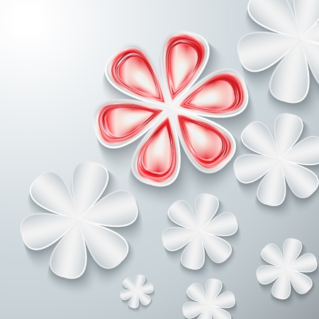 Greeting card with paper flowerのイラスト素材