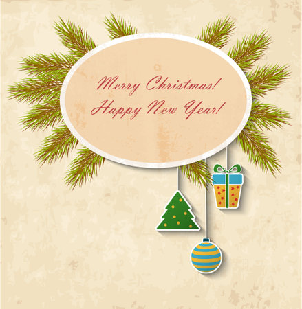 The vintage Christmas card with holiday frameのイラスト素材