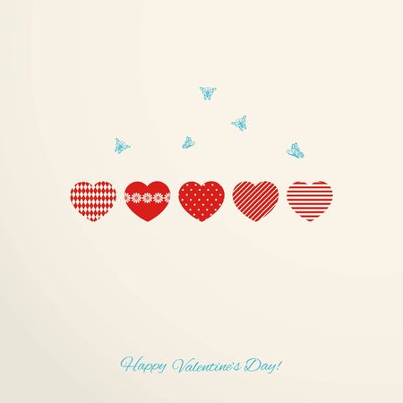 Valentines Day  card with hearts and butterfliesのイラスト素材