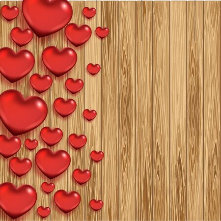 Valentines day wood background with heartsのイラスト素材