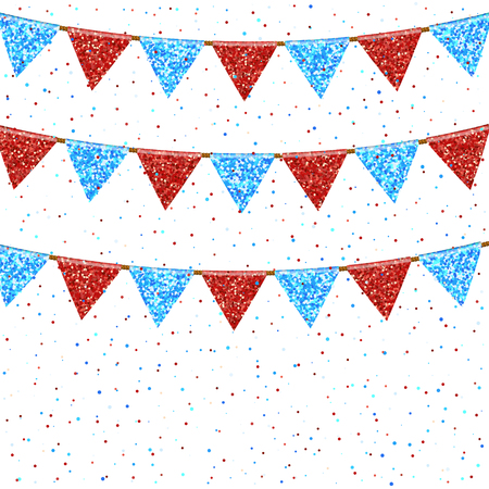 Vector Illustration of Colorful Garlands. Holiday decoration elements flags.のイラスト素材