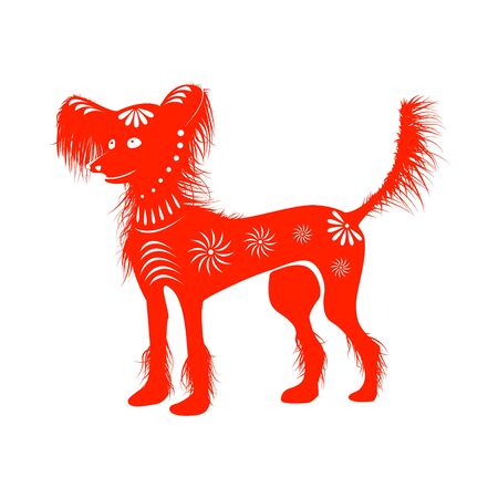 Chinese crested dog. Chinese zodiac symbol of 2018 year.のイラスト素材