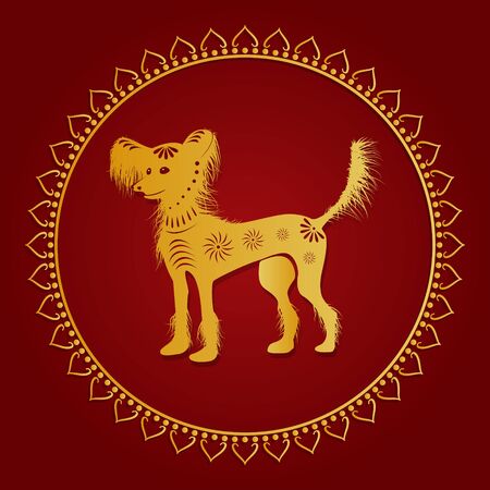 Chinese crested dog. Chinese zodiac symbol of 2018 year.のイラスト素材