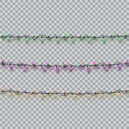 Lights realistic design elements. Garlands decorations. Led neon lampのイラスト素材