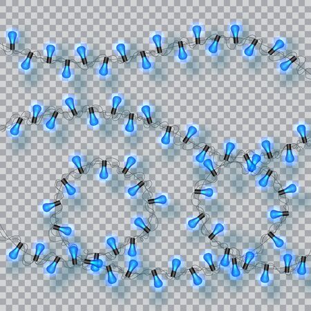 Lights realistic design elements. Garlands decorations. Led neon lampのイラスト素材