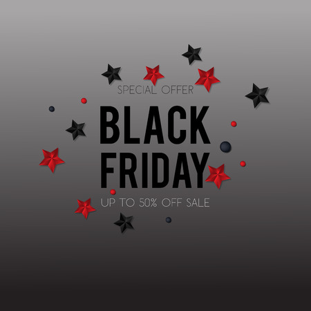 Rea and black stars with text Black Friday.のイラスト素材