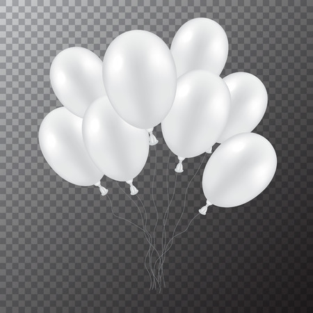3d Realistic White Balloon. Vector illustration of flying glossy balloon.のイラスト素材
