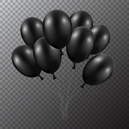 3d Realistic Black Balloon. Vector illustration of flying glossy balloon.のイラスト素材
