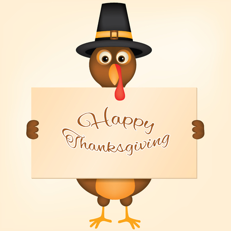 Happy Thanksgiving Card with Happy Thanksgiving Turkeyの写真素材