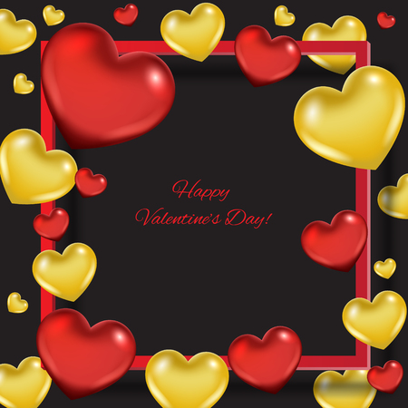 Valentine's day abstract background with red and yellow heartsのイラスト素材