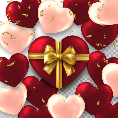 Valentine's Day background.Romantic composition with red and pink hearts .のイラスト素材