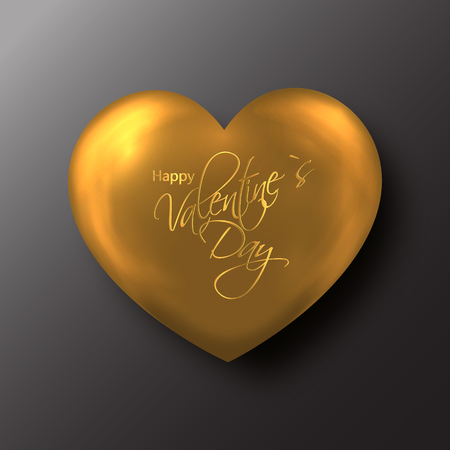 Golden Valentines day heart on black backgroundのイラスト素材