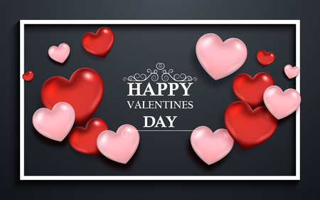 Valentine's day abstract background with red and pink heartsのイラスト素材