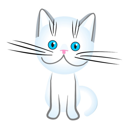 white British cat with blue eyes, drawing, illustration, vectorのイラスト素材