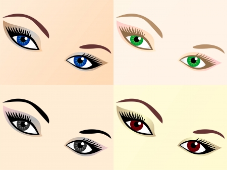 four images of black eyes, brown, blue and greenのイラスト素材